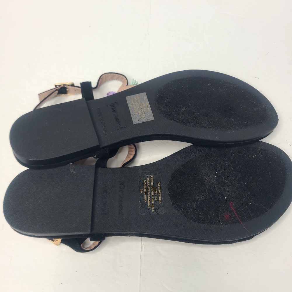 Betsey Johnson Colorful Gemstone T-Strap Flat Sandals Black Boho Bling 8.5 - Picture 7 of 9